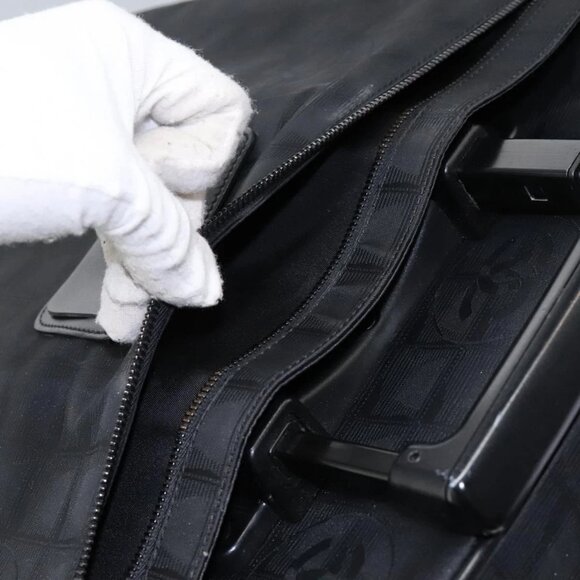 CHANEL Carry Case New Travel line suitcase Nylon Black CC Auth bs23739 - Picture 12 of 16